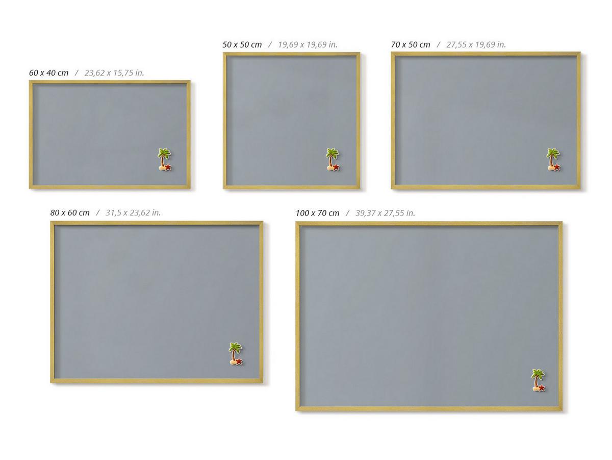 MAGNETTAFEL 80x60 cm Goldener Rahmen Grau - Edelstahlfarben, Metall (80/60/0.4cm) - TULUP