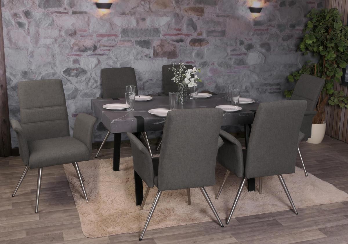 ESSZIMMERSTUHL Grau, Braun 6er-Set - Braun/Grau, Textil (68/97/64cm) - MCW