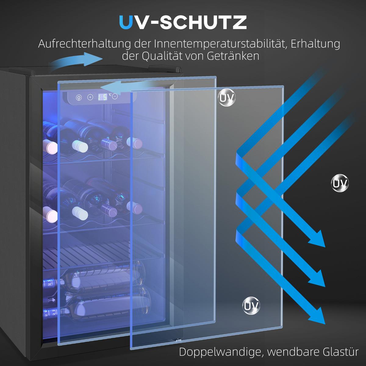 WEINKÜHLSCHRANK 43/46/74 cm Schwarz - Schwarz, Metall (43/74/46cm) - HOMCOM