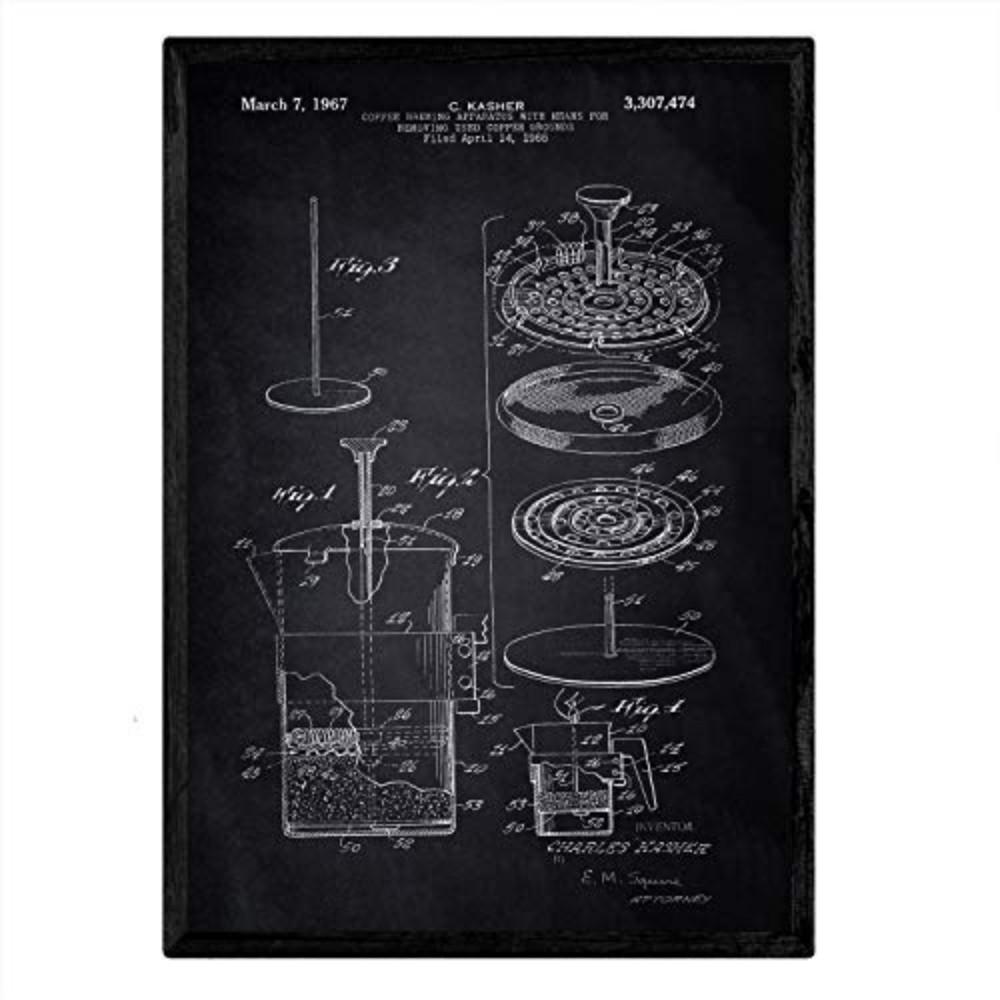 POSTER Kaffee Patent 3 A3 Rahmenlos - Schwarz, Papier (29.7/5/42cm) - Nacnic