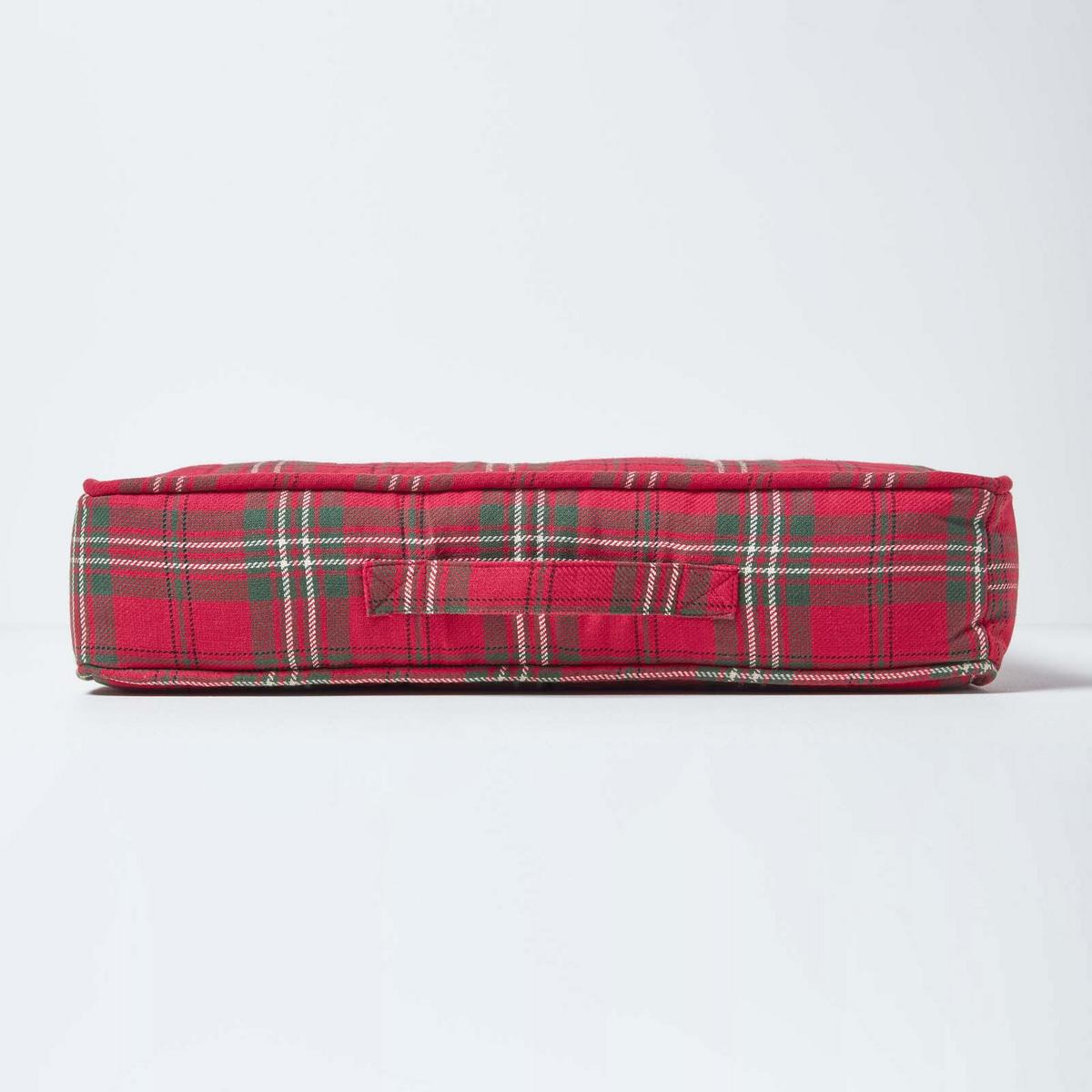 SITZKISSEN rot-grün kariert 50/50/10 cm – Baumwolle - Rot, Textil (50/50/10cm) - Homescapes