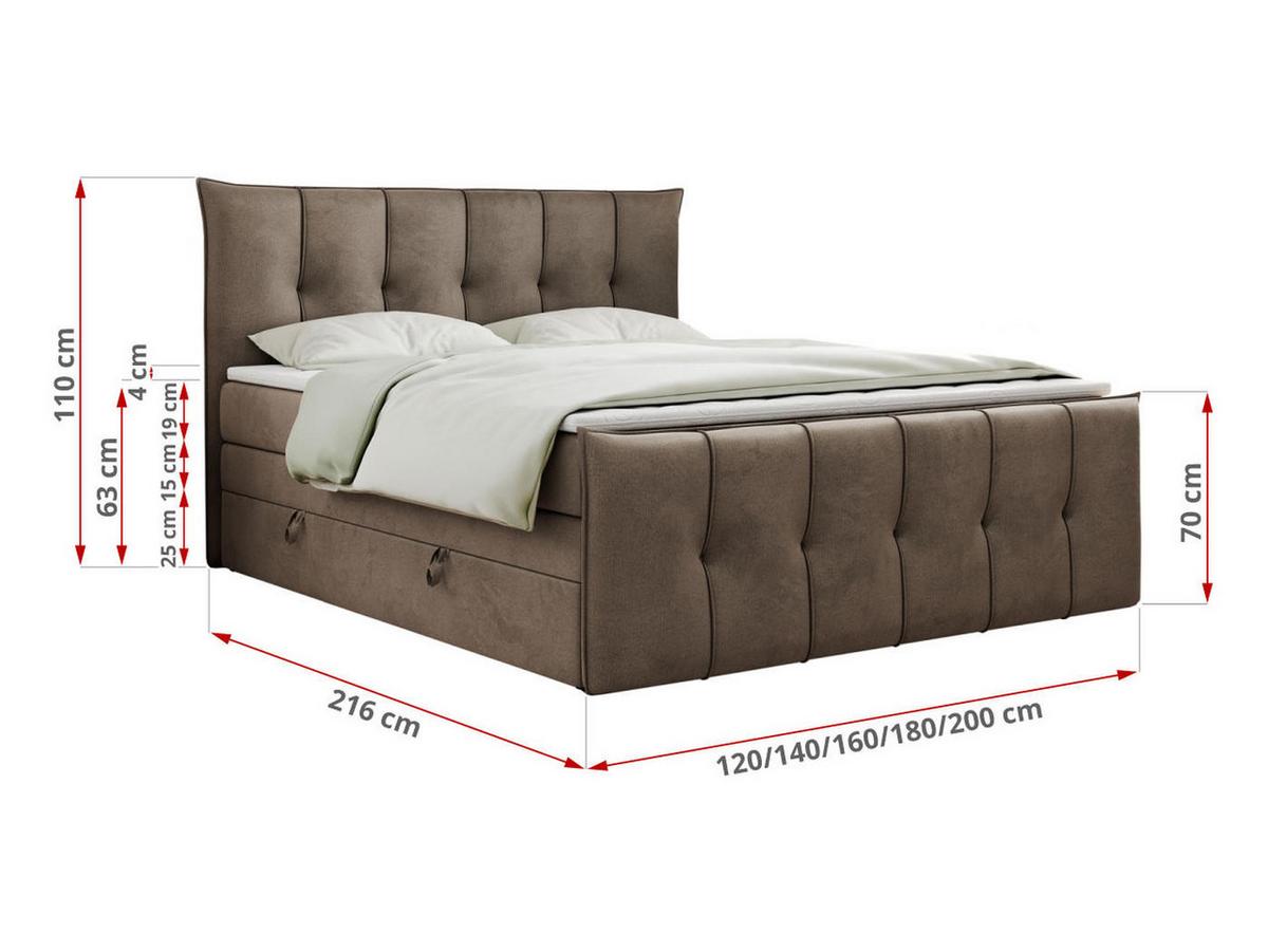 BOXSPRINGBETT PREMIUM 11 KING 160/200 Braun Velvet - H3 - Braun, Holz/Textil (160/200cm) - MKS