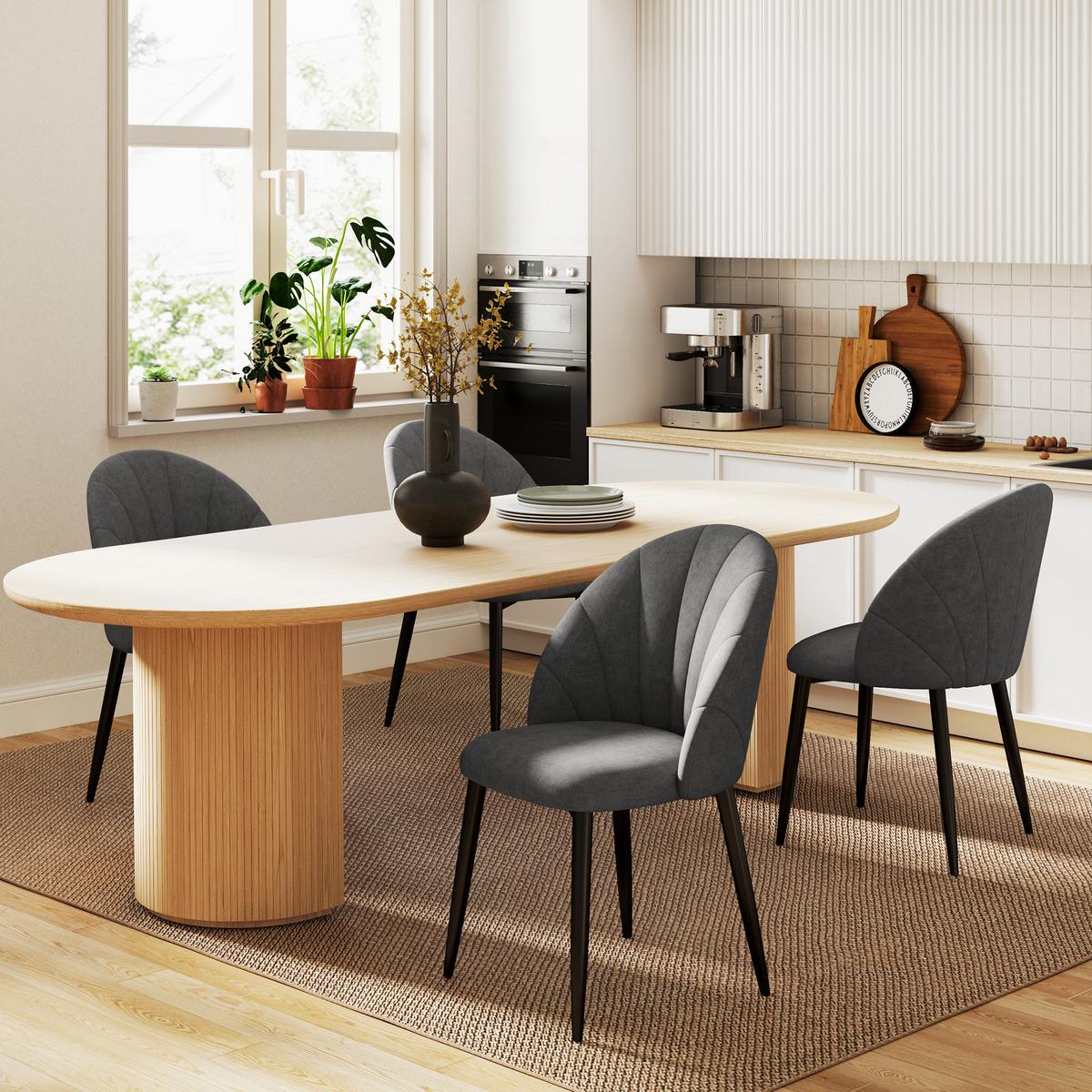 ESSZIMMERSTÜHLE 4er Set Polyester Stahl Dunkelgrau - Dunkelgrau, Textil (52/79/54cm) - HOMCOM