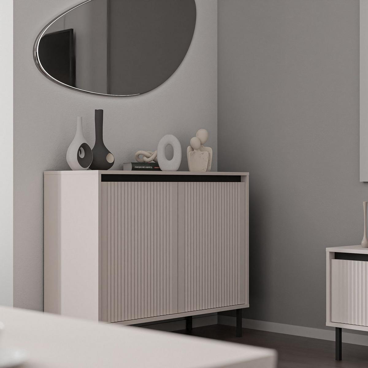 SIDEBOARD OSTIA 100/85/40cm 2 Türen Beige - Beige, Holzwerkstoff (100/85/40cm) - MASSENO