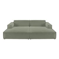BIG SOFA SAMU Dunkelgrün Cord - Dunkelgrün/Schwarz, Textil (256/72/168cm) - KAWOLA