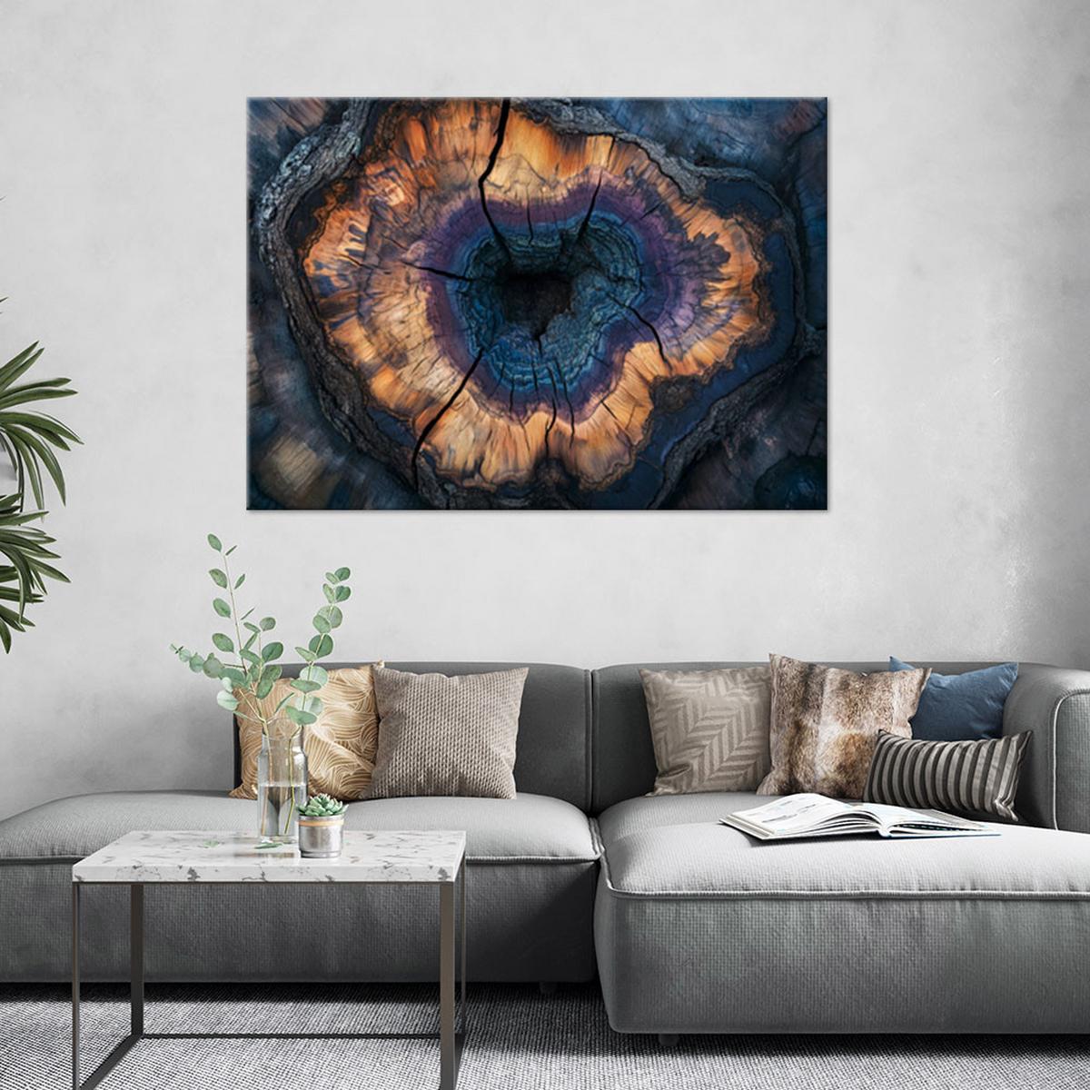 LEINWANDBILD Ringe in einer Baumstamm-Abstraktion 60x40cm - Schwarz, Textil (60/40cm) - Feeby