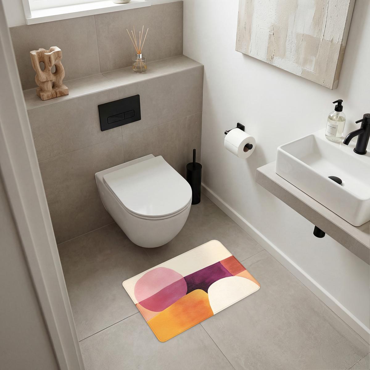 BADEMATTE Formen - Abstrakt - Farbenfroh 60x40 cm - Terracotta, Textil (60/40cm) - OnlyWow