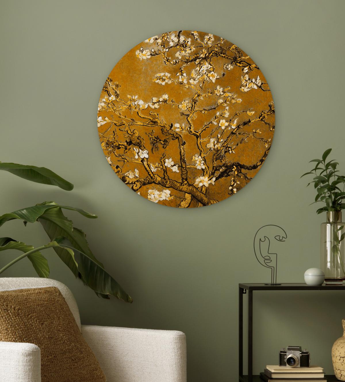 WANDBILD Mandelblüte - Kunst - Van Gogh - Gold Wanddeko Schlafzimmer 60x60 cm - Wengefarben, Kunststoff (60/60cm) - MuchoWow