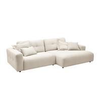 ECKSOFA MIKA Cremeweiß Cord - Creme/Schwarz, Kunststoff/Textil (276/167cm) - KAWOLA