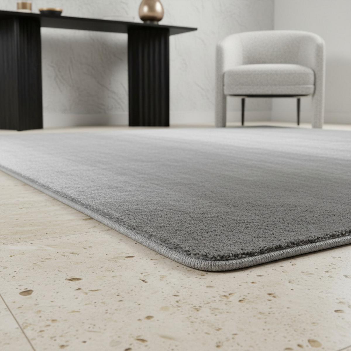 KURZFLORTEPPICH Waschbar ISAR, einfarbig, Silber, Ø 120 cm - Silberfarben, Textil (120/120cm) - KADIMA DESIGN