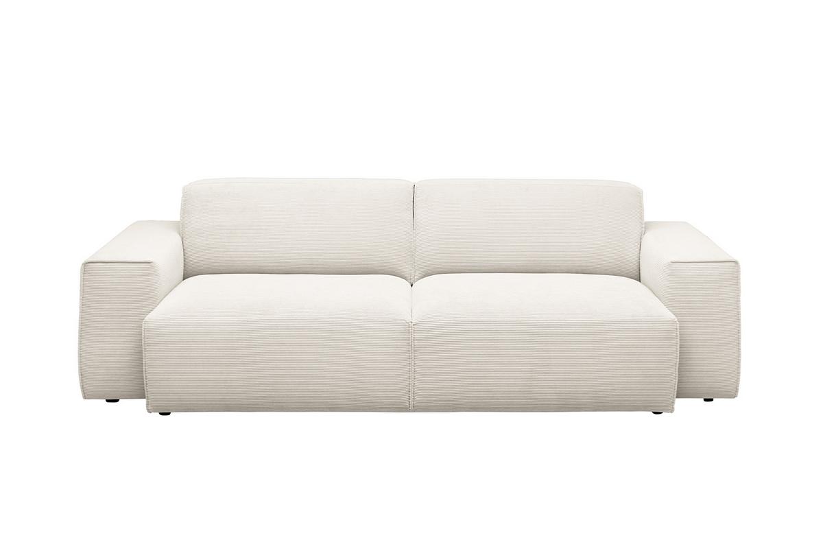 SOFA RANI Weiß Cord - Schwarz/Weiß, Kunststoff/Textil (256/71/101cm) - KAWOLA