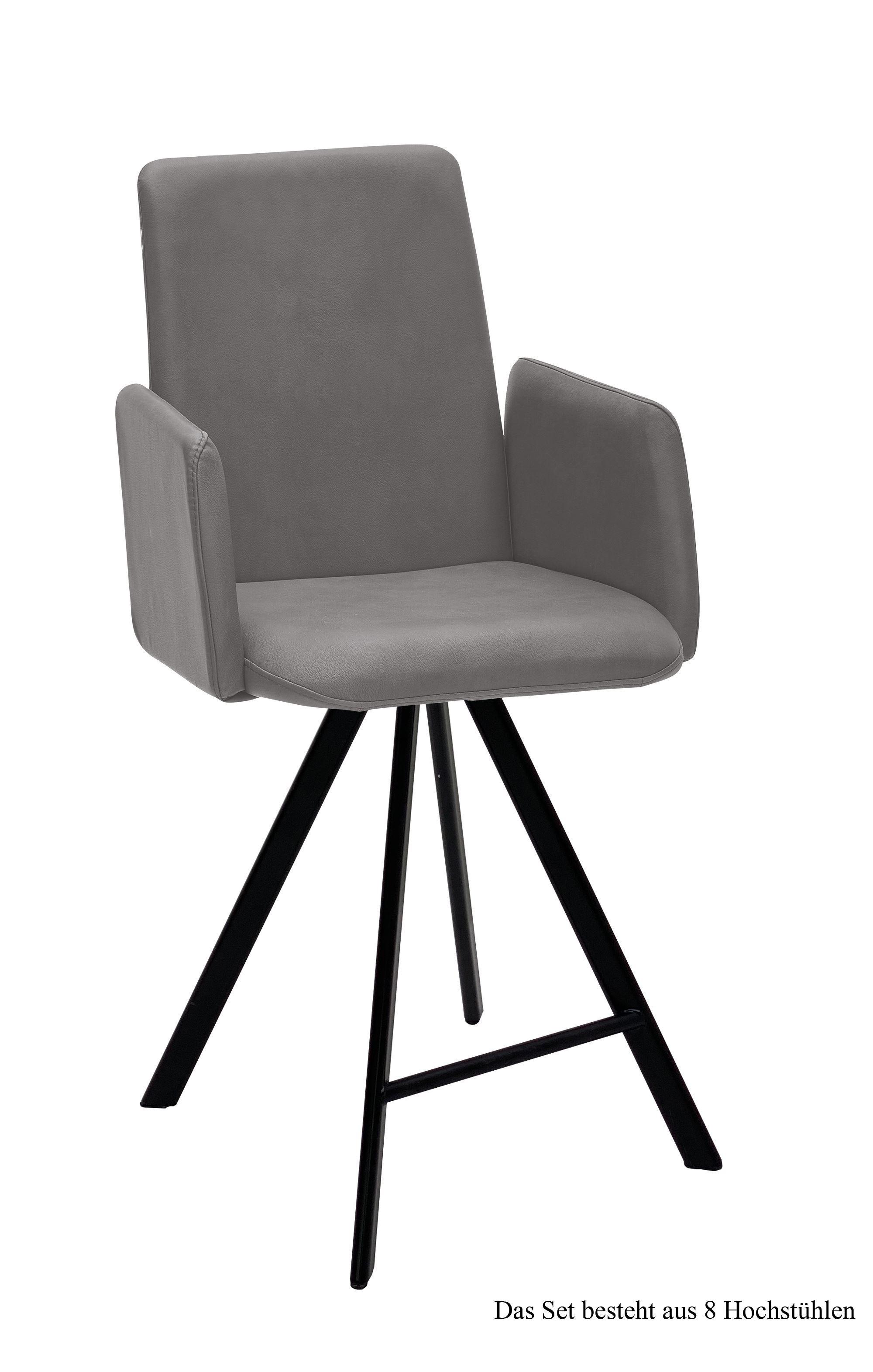 THEKENSTUHL drehbar (8er-Set) Desiree 52x109x60 Schwarz/Grau - Schwarz/Grau, Kunststoff (60/109/52cm) - 58aufmkessel