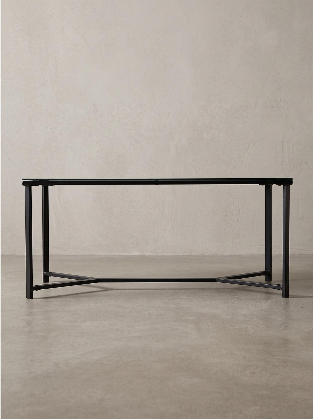 COUCHTISCH ALCUDIA, Einscheibensicherheitsglas, Schwarz, 100 x 50 x 42 cm - Schwarz, Glas/Metall (50/100/42cm) - KADIMA DESIGN