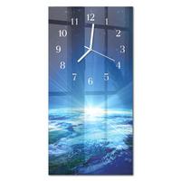 WANDUHR aus Glas 30x60 cm - Das Universum der Erde - Blau, Glas (30/60/0.4cm) - TULUP