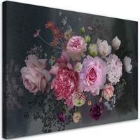 WANDBILD vintage flowers bouquet - Pink, Textil (60/40cm) - Feeby