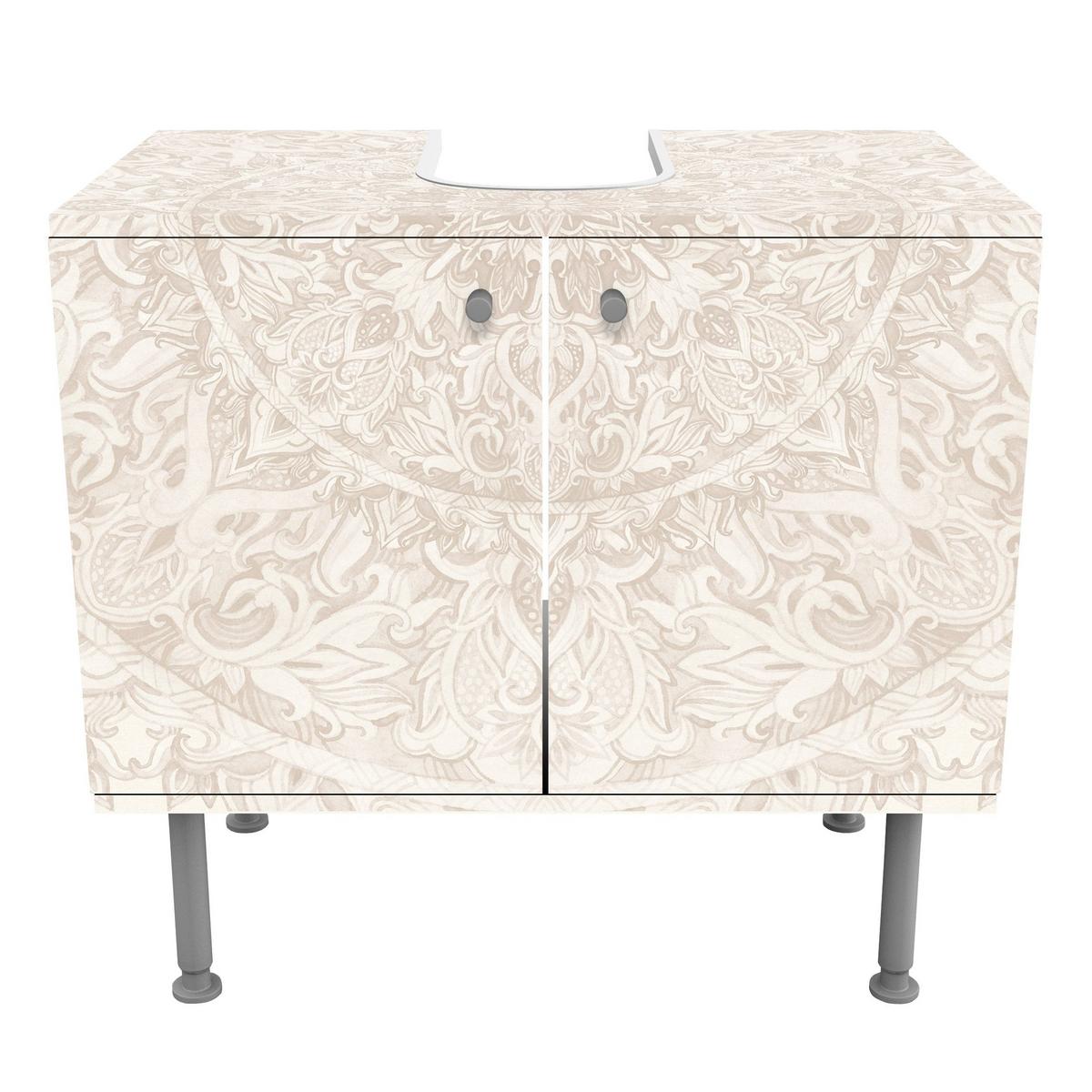 WASCHBECKENUNTERSCHRANK Mandala Aquarell Muster Ornament beige 60/55/35 cm - Beige, Holzwerkstoff (60/55/35cm) - Bilderwelten