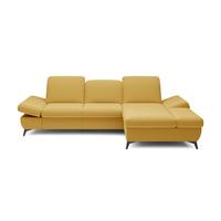 ECKSOFA FELICE R-S Gelb Geflochtener Stoff mit Schlaffunktion - Gelb, Holz (284/166cm) - MASSENO
