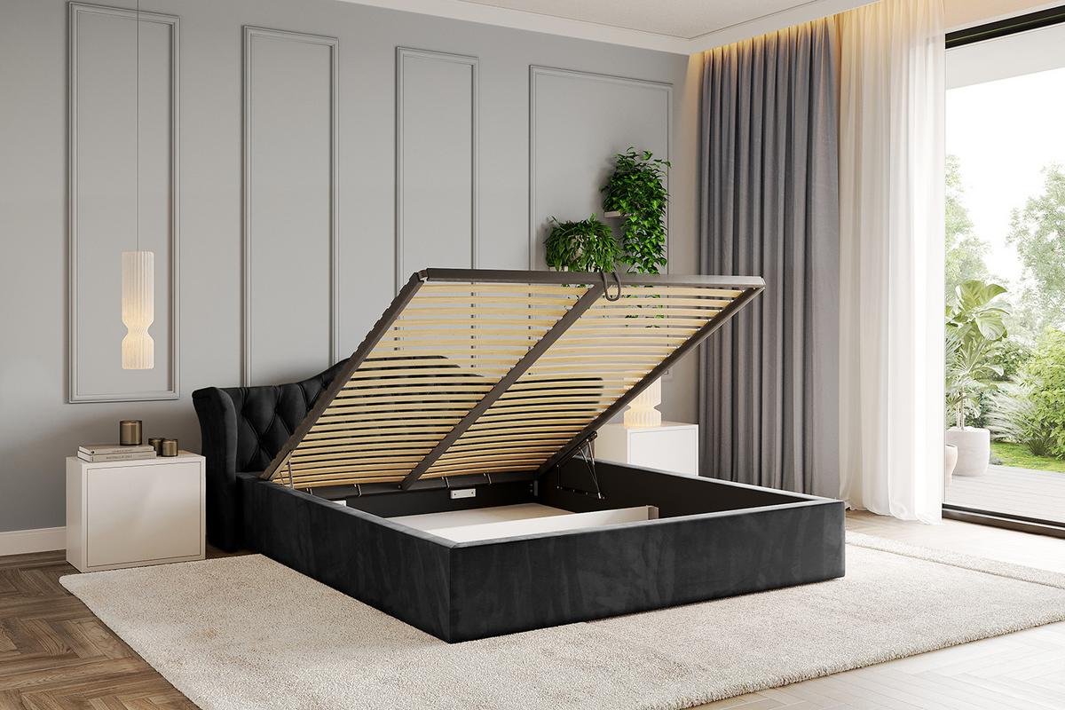 POLSTERBETT mit Bettkasten und Lattenrost, Boxbett ohne Matratze - ZORAN-V1 120x200 Schwarz - Schwarz, Holzwerkstoff/Textil (120/200cm) - ALTDECOR