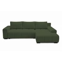 ECKSOFA Ovia mit Bettkasten und Schlaffunktion, Bouclé-Stoff in L-Form - Grün, Textil (270/185cm)