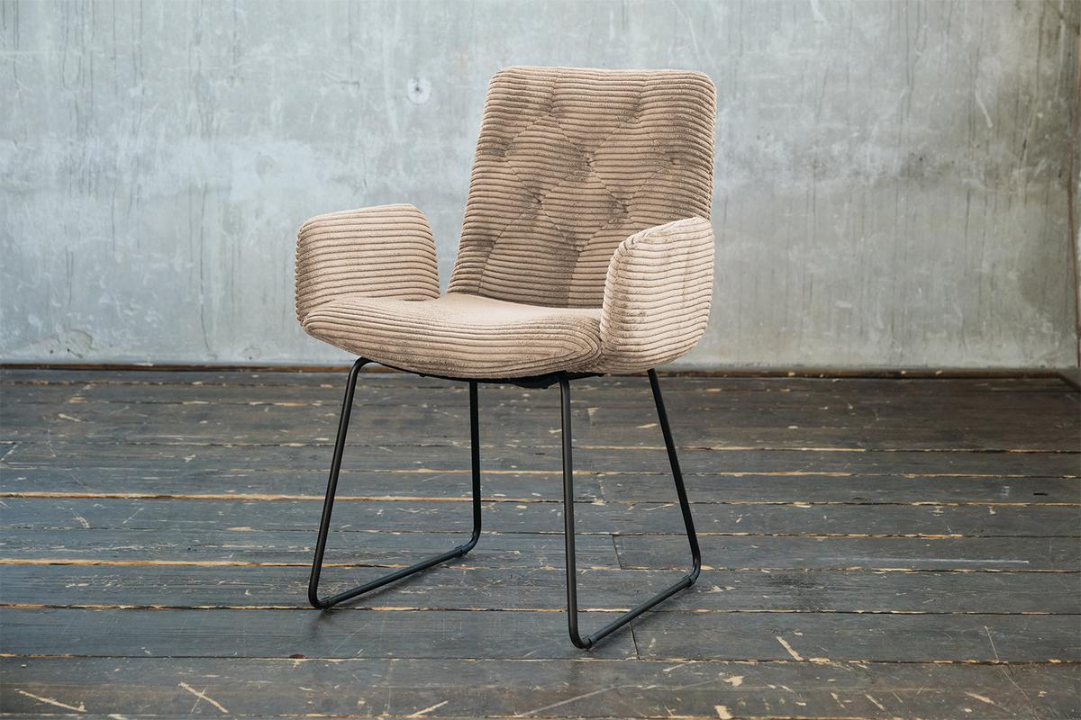 STUHL NEW CHARME Taupe Cord (1er-Set) - Taupe, Textil (59/87/66cm) - KAWOLA