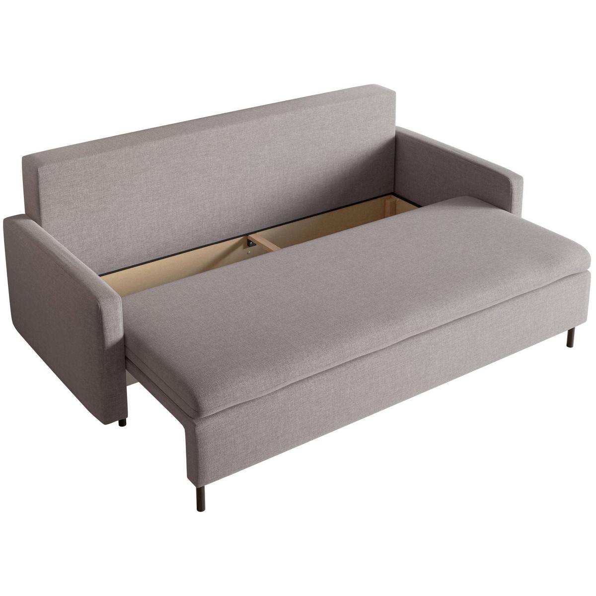 3-SITZER SOFA Umpro Chenille Graubraun - Graubraun/Schwarz, Textil/Metall (220/96/95cm) - Selsey