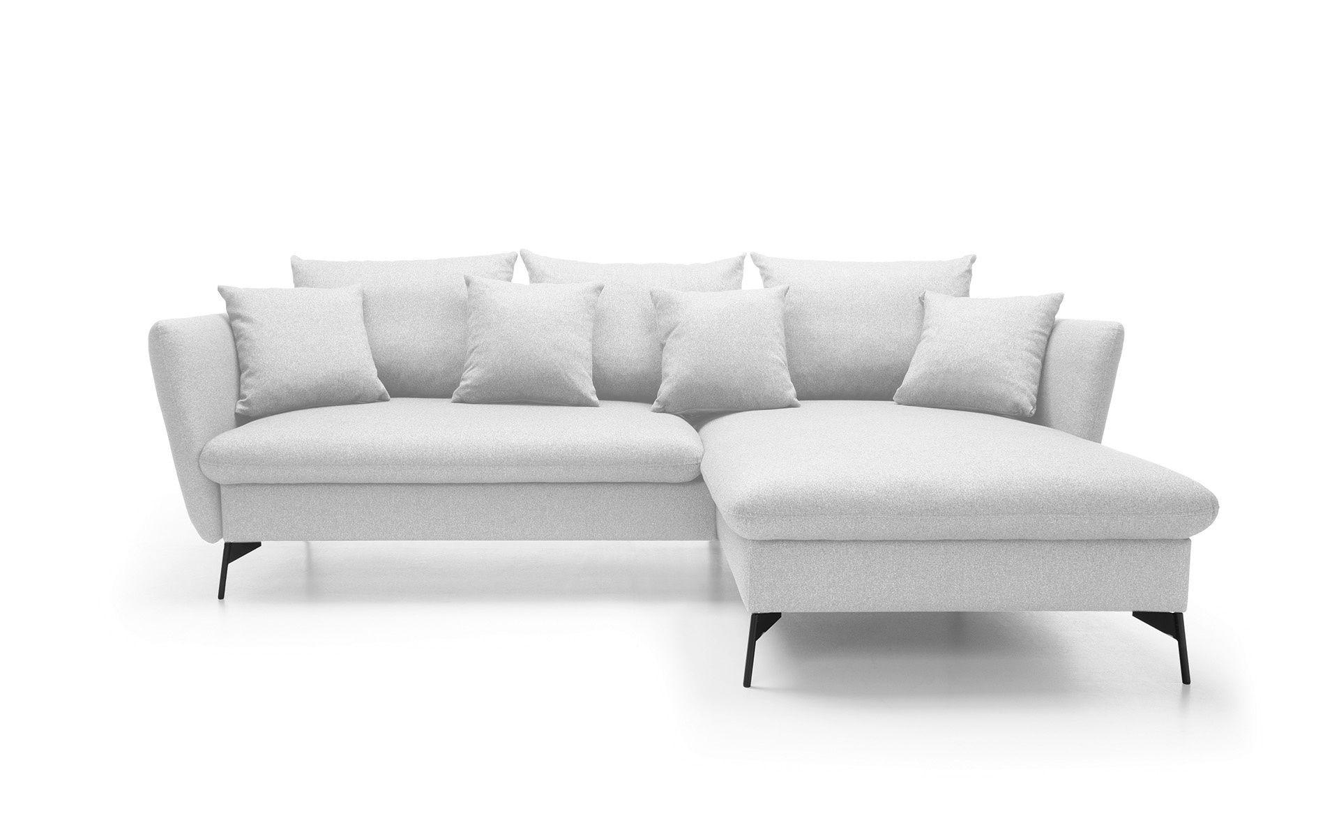 ECKSOFA FERRO Grau Geflochtener Stoff mit Schlaffunktion - Grau, Holz (258/167cm) - MASSENO
