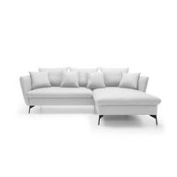 ECKSOFA FERRO Grau Geflochtener Stoff mit Schlaffunktion - Grau, Holz (258/167cm) - MASSENO