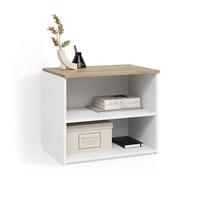 LOWBOARD Piave Weiß/Sonoma 60 x 50 cm mit 2 Fächern - Weiß/Sonoma Eiche, Holzwerkstoff (60/50/40cm) - Livinity®