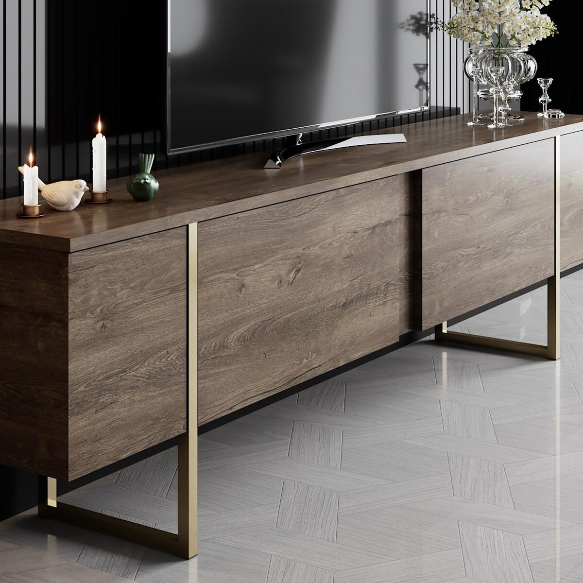 TV-MÖBEL mit 2 Klapptüren Luxe 180/30/50 cm - Braun, Holzwerkstoff (180/50/30cm) - Calicosy