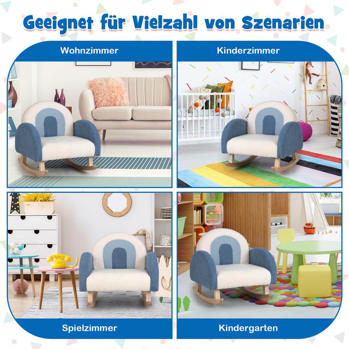 KINDERSOFA 51cm Blau - Blau, Textil (51/51/49cm) - COSTWAY