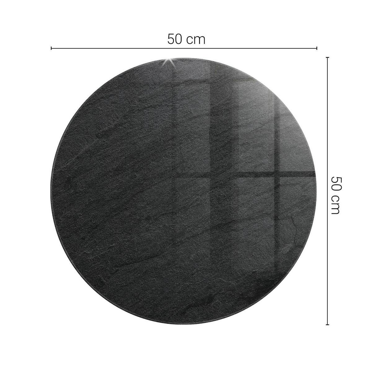 TISCHPLATTE fi50 cm Natürliche Steinstruktur - Schwarz, Glas (0.4/50/50cm) - TULUP
