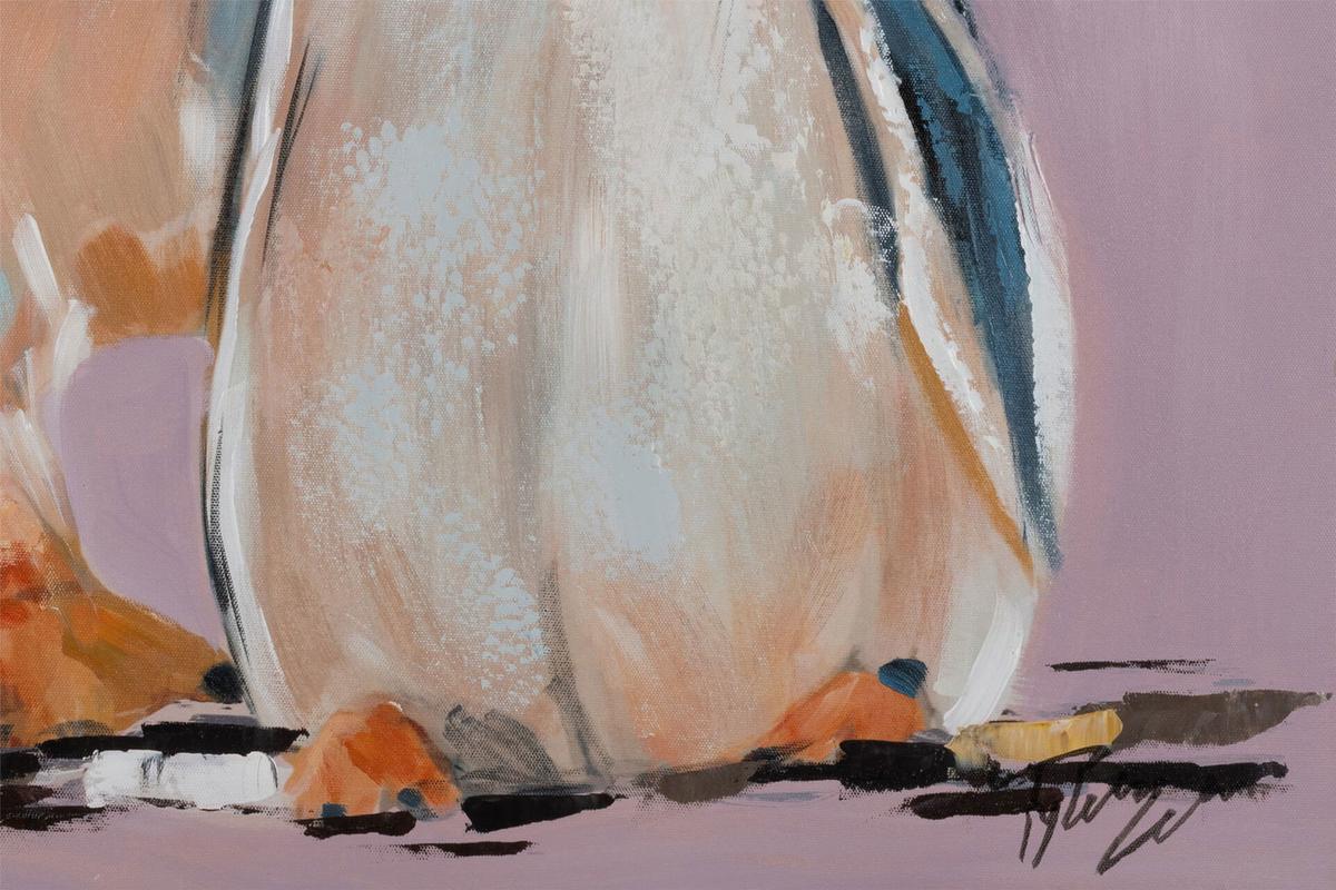 ACRYLBILD HANDGEMALT 60/90 cm - Blau/Pink, Holz/Textil (60/90cm) - KUNSTLOFT