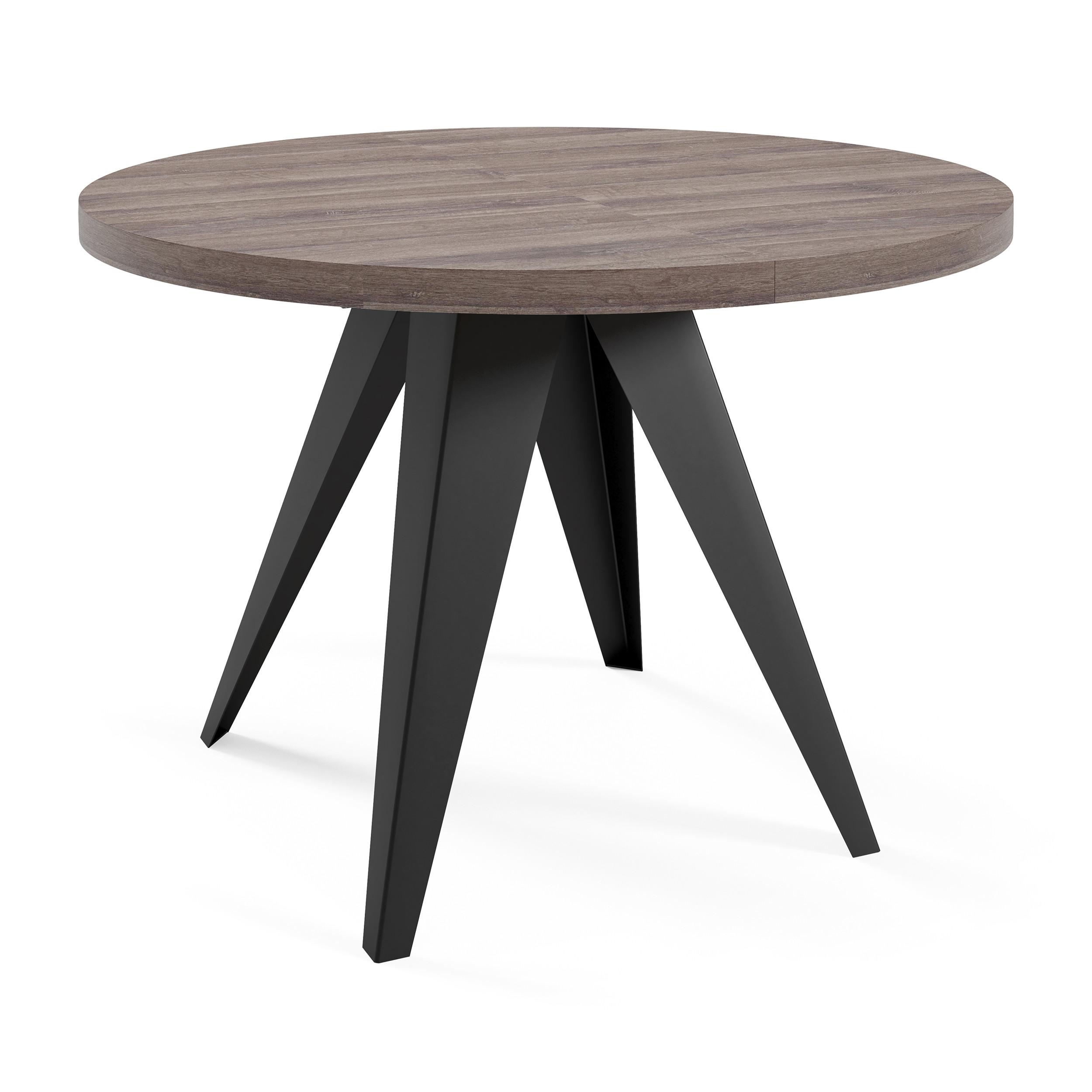 ESSTISCH Alma, Tisch mit Ausziehfunktion, 120 cm, Schwarz+Anthracite Sherman - Eichefarben/Schwarz, Metall (120/120/76cm) - Beautysofa