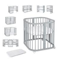BABYBETT GREY, 7in1 mit Matratze - Grau, Holz (73/123cm) - waldin