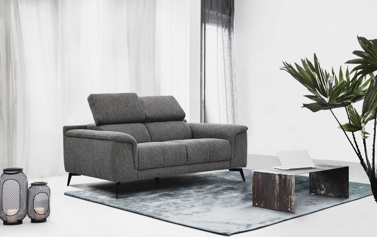SOFA FIERO 2-Sitzer, dunkelgrau - Dunkelgrau/Schwarz, Holzwerkstoff/Textil (170/82/103cm) - Wozimo