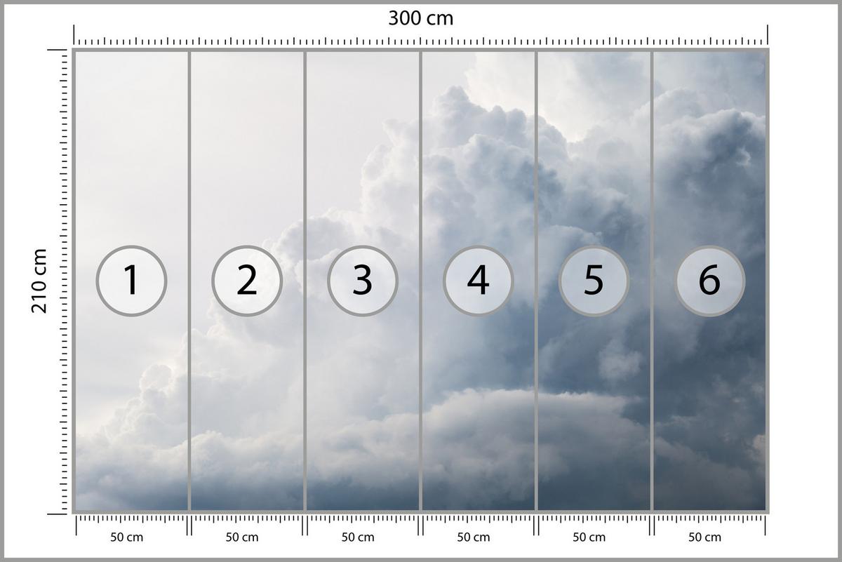 FOTOTAPETE für Schlafzimmer Regenschwül Himmel Wolken Sturm 300x210 - Weiß, Papier (300/210cm) - Muralo