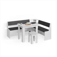 ECKBANKGRUPPE Tiberio Weiß 180 x 150 cm mit Tisch - Weiß, Holzwerkstoff (180/80/150cm) - Livinity®