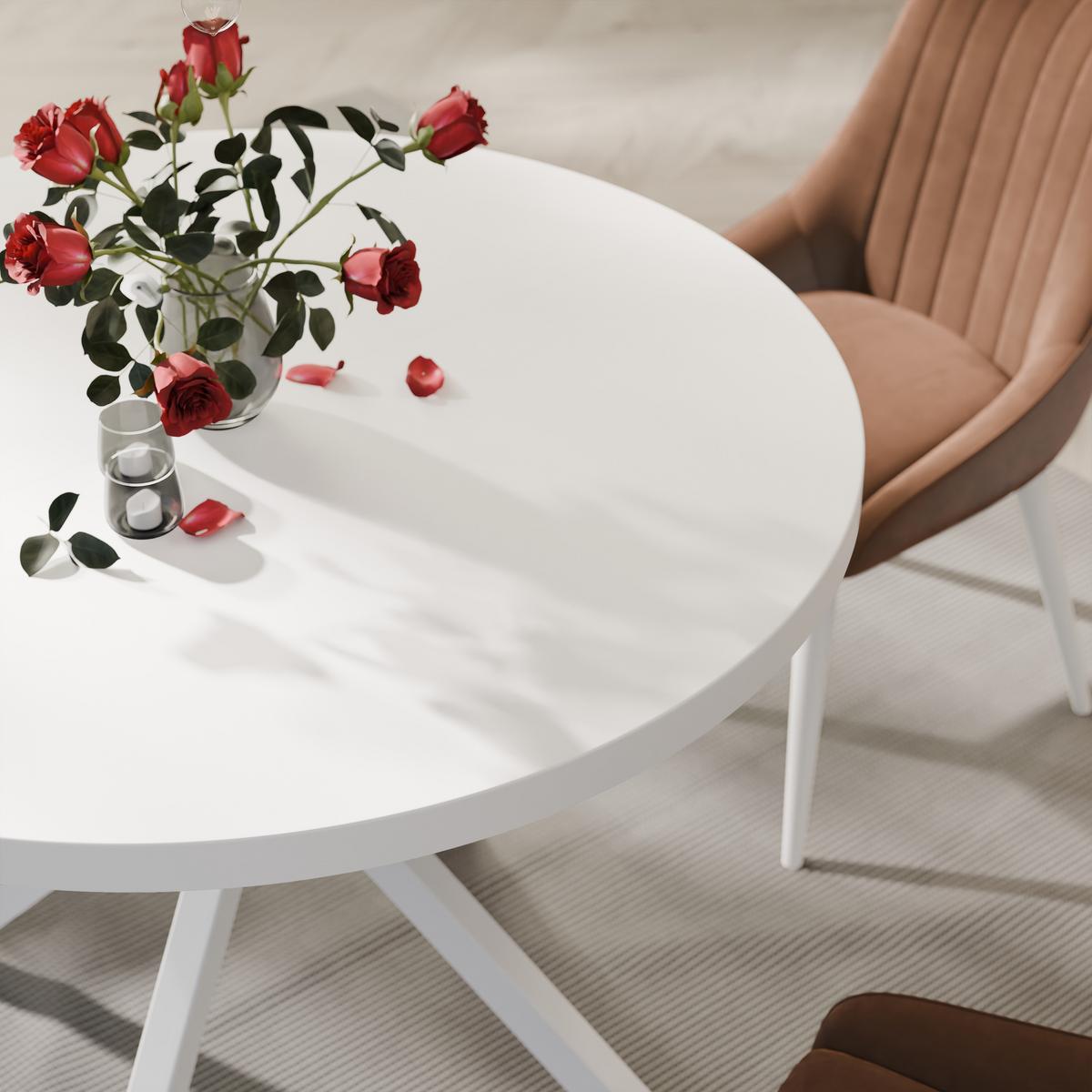 AUSZIEHTISCH MILTON 120-196/76 cm mit Metallgestell, Weiß / Arktisweiß - Weiß, Holzwerkstoff/Metall (120/120/76cm) - Idohome