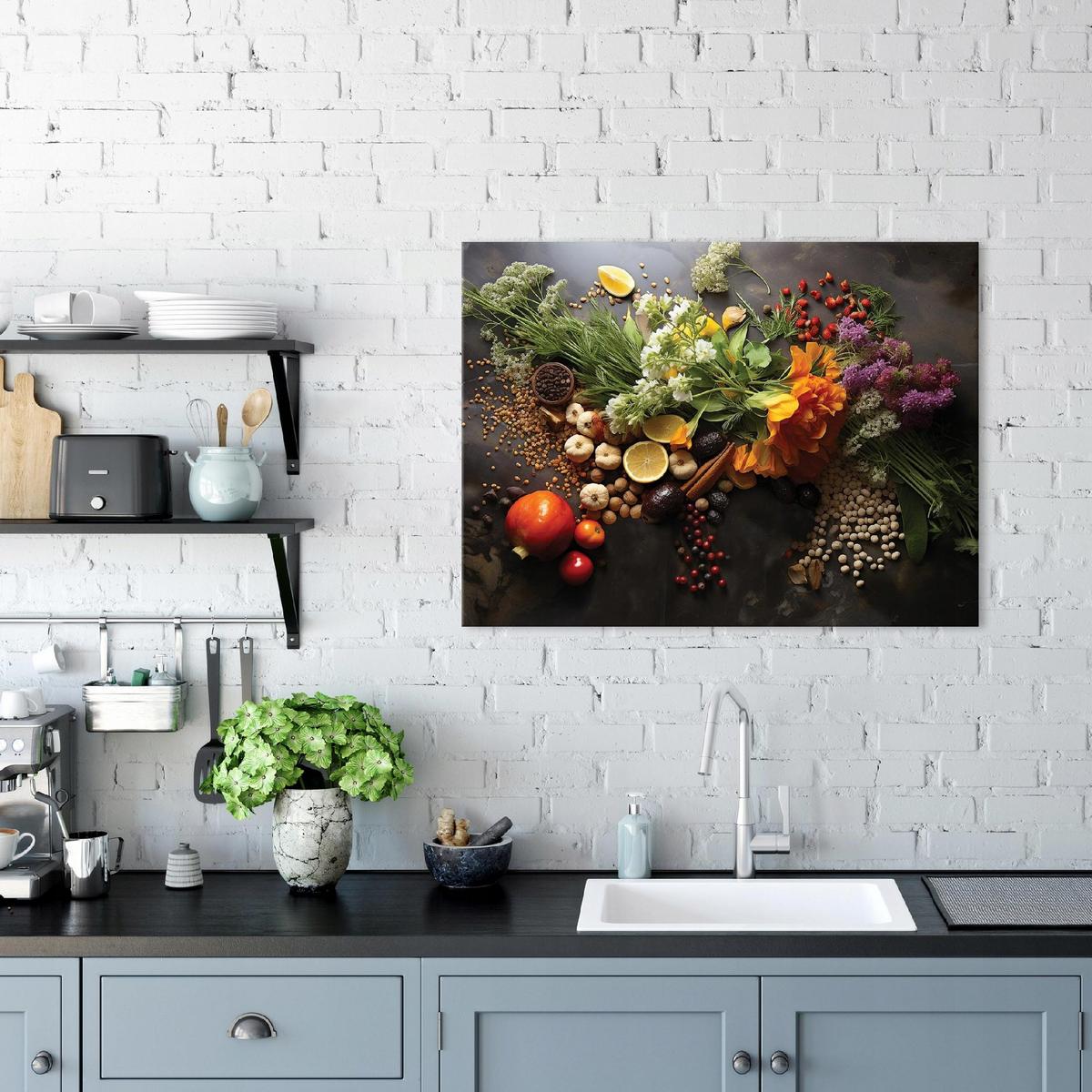 LEINWANDBILD Küche Gewürze 120x80 - Multicolor, Holzwerkstoff (120/80cm) - Wallarena