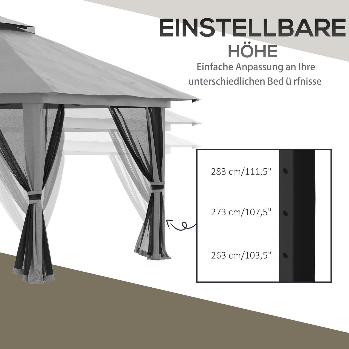 FALTPAVILLON Oxford-Polyester Dunkelgrau - Dunkelgrau, Kunststoff (392/283/392cm) - Outsunny