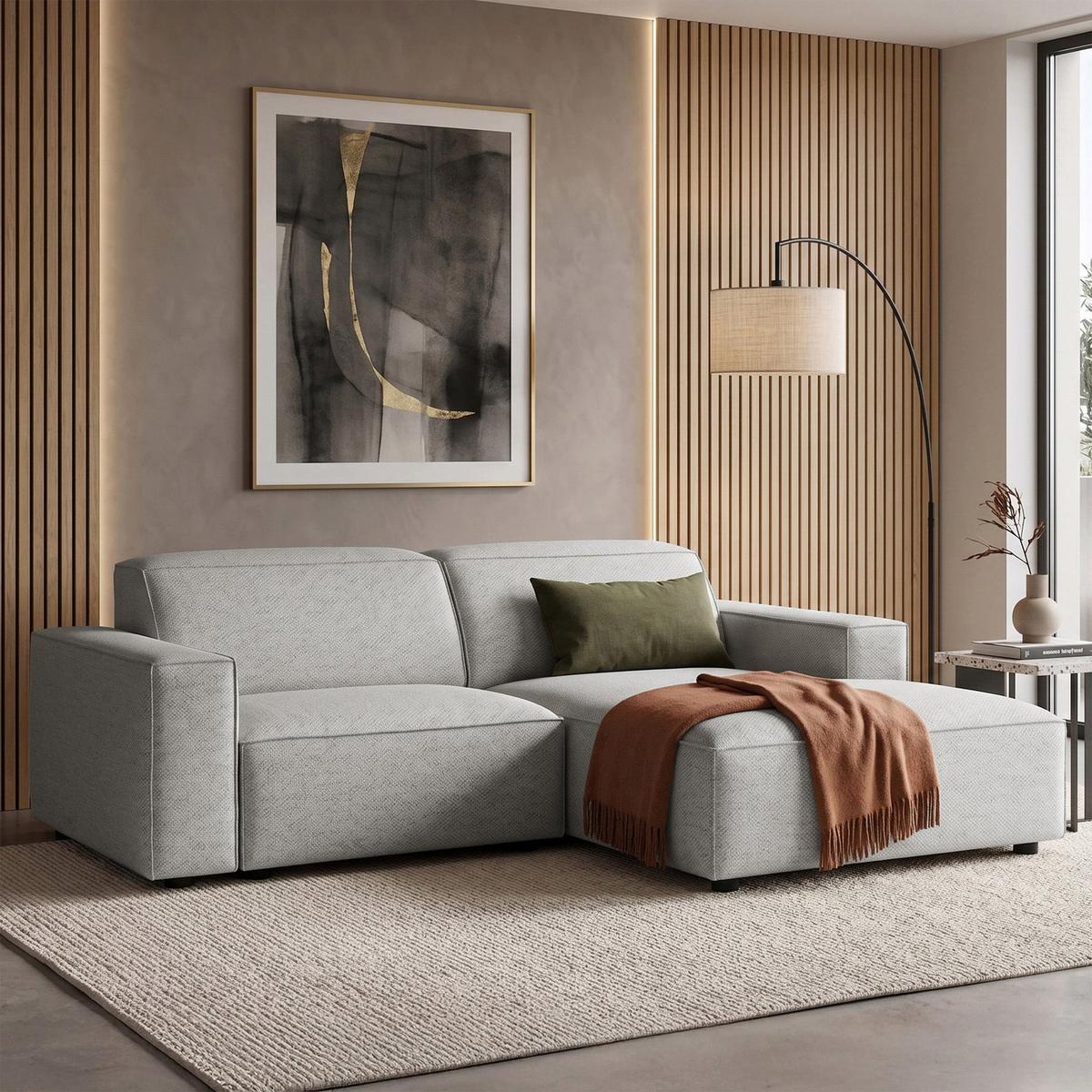 ECKSOFA Sellmo 210 cm - Hellgrau/Schwarz, Kunststoff/Textil (210/166cm) - Selsey