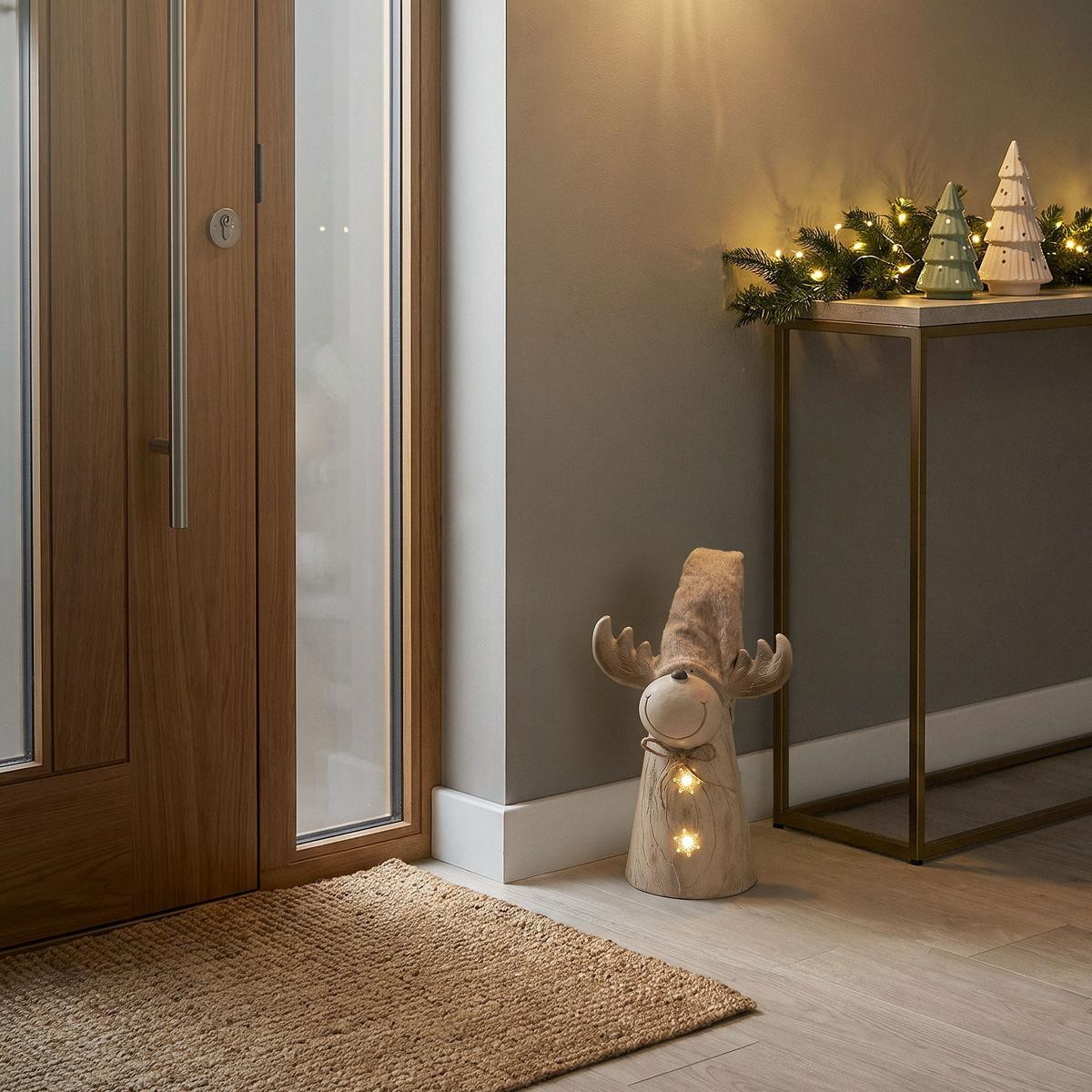 WEIHNACHTSELCH-FIGUR mit LED-Beleuchtung Weihnachtsdeko Innen höhenverstellbar 45-63 cm Braun Holzoptik - Braun, Stein (30/63/21cm) - ECD-Germany