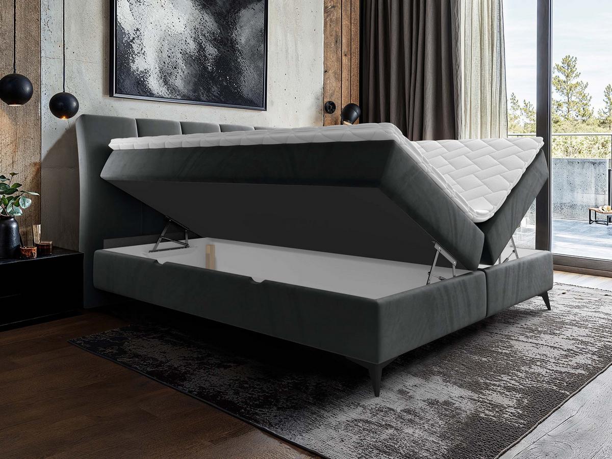 BOXBETT Forever - H3 - Schwarz/Grün, Holz/Textil (160/200cm) - MIRJAN24