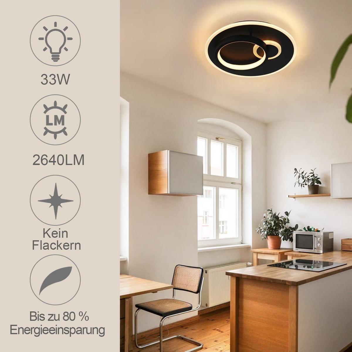 LED-DECKENLEUCHTE Peter 31 cm - Schwarz, Kunststoff (31/8.5/31cm) - ZMH