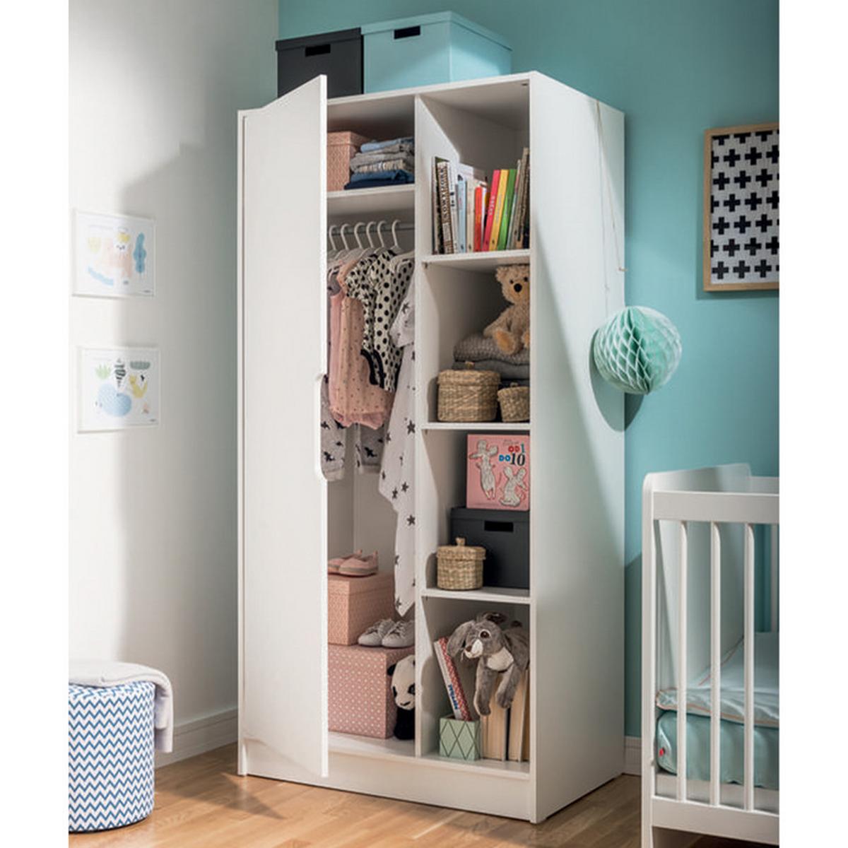 SCHRANK 1 Tür Maxim Weiß - Weiß, Holzwerkstoff (88.5/179.5/55cm) - Petits-meubles