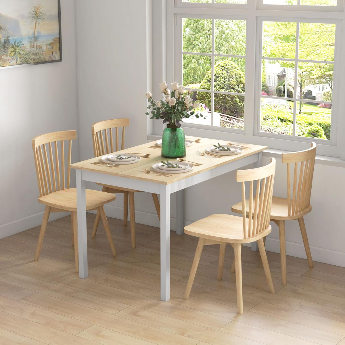 ESSTISCH Kiefernholz Natur - Naturfarben/Weiß, Holz (120/75/75cm) - HOMCOM