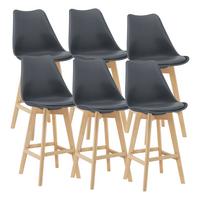 BARSTUHL Lublin 6er-Set - Grau, Leder (48/105/58cm) - [en.casa]