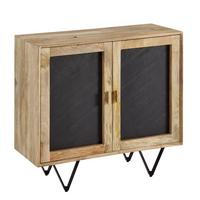SIDEBOARD – Mangoholz, 80x75x35 cm, mit Stauraum, anthrazitfarbene Türen - Schwarz/Braun, Holz/Metall (80/75/35cm) - KADIMA DESIGN