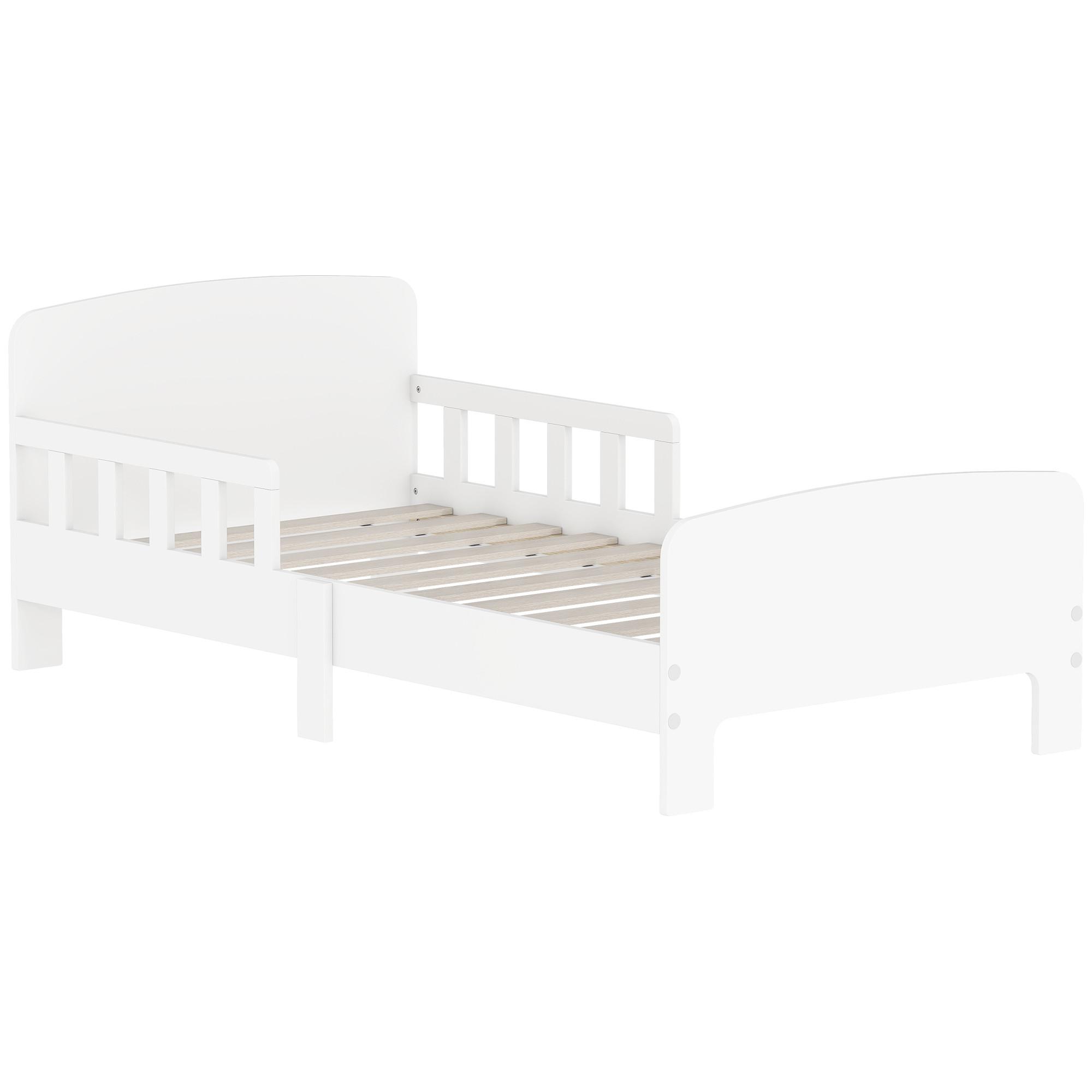 KINDERBETT, Kleinkindbett mit Rausfallschutz, Lattenrost, 143,5 x 74,2 cm Weiß - Weiß, Holzwerkstoff (70/140cm) - AIYAPLAY