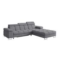 ECKSOFA mit Schlaffunktion Ottomane Rechts COMA L 271x203x79 Grau Velours - Grau, Holzwerkstoff/Textil (203/271cm) - ALTDECOR